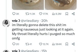 Woman expresses disgust as she shows what she found in the bowl of cereal she was eating