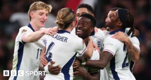 England players celebrate