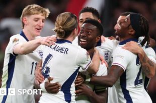 England players celebrate