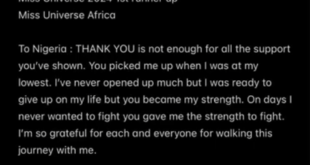 "You picked me up when I was at my lowest" - Chidimma Adetshina expresses gratitude to Nigeria and Africa after Miss Universe feat