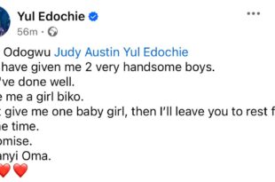 Yul Edochie pleads with Judy Austin to give him a baby girl