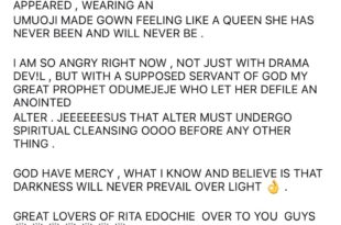 A church altar is designed for people who are pure in spirit, not for adulterous beings - Actress Rita Edochie calls out a pastor for allowing a certain couple on his altar