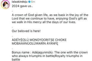 Actress Lala Akindoju and husband, Gbugbemi Fregene, welcome second son