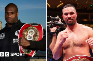 A side by side image of Daniel Dubois and Joseph Parker