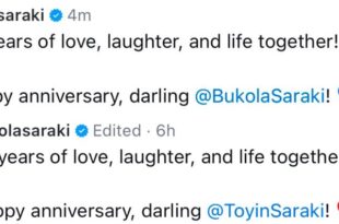 Former Senate President, Bukola Saraki, and wife, Toyin, celebrate 33rd wedding anniversary