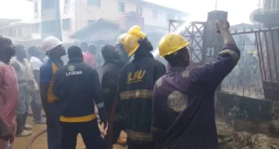 Gas leakage fire razes two-storey building in Lagos