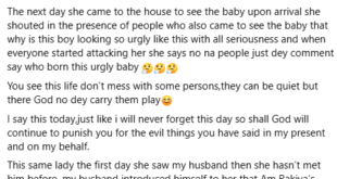 God will continue to punish you for the evil things you have said - Nigerian woman curses a friend who called her newborn son ugly