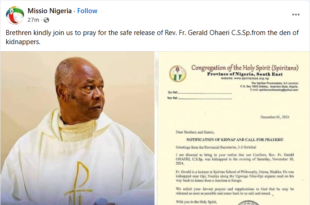 Gunmen kidnap Catholic priest in Enugu