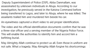 Gunmen reportedly k!ll police officer in Abuja