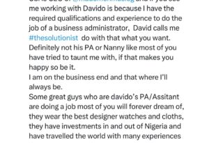 ''I?m not Davido?s nanny or personal assistant. He calls me The Solutionist? - Music executive Ubi Franklin tells Nigerians