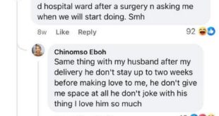 My husband touched my bumbum in the hospital ward after I underwent a surgery and asked when we will start having s3x - Nigerian woman says