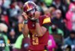 Washington quarterback Jayden Daniels celebrates victory