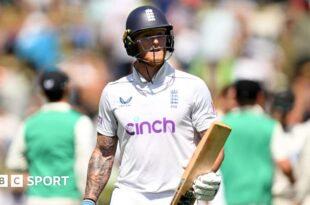 England captain Ben Stokes walks off after being dismissed