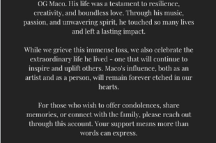 Nigerian-American rapper, OG Maco d!es at 32 after suffering self-inflicted gunsh0t wound