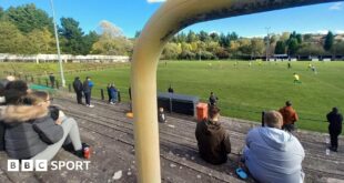 View from the terrace at Gornal Athletic's stadium, Garden Walk ground.