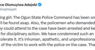 Police arrest officers demanding money to investigate missing girl in Ogun