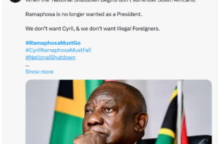 #Ramaphosamustgo trends as South Africans call for their President