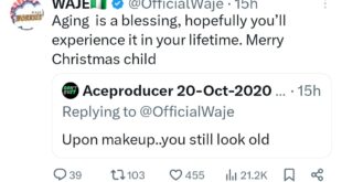 Singer Waje reacts after being age-shamed by an X user