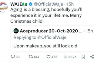 Singer Waje reacts after being age-shamed by an X user