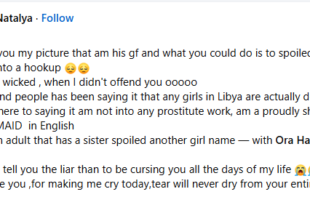 Tears will never dry from your entire family - Nigerian lady working as housemaid in Libya places curse on someone who told her boyfriend she?s into hookup