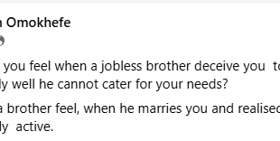 The way you feel when a jobless man deceives you to marry him is how a brother feels when he marries you and realised you have been sexually active - Nigerian physician says