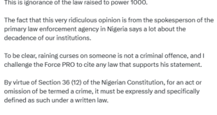 'This is ignorance of the law raised to power 1000' - Lawyer, Inibehe Effiong, tackles Police PRO, Adejobi, for saying cursing someone online is criminal offence,