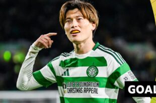 Celtic forward Kyogo Furuhashi celebrates