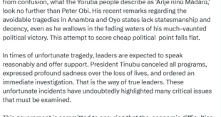 When seeking someone who benefits from the misfortune of others or from confusion, look no further than Peter Obi - Presidential aide, Sunday Dare