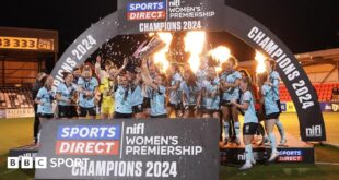 Cliftonville celebrate winning the Women's Premiership