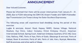 AEDC announces planned blackout in Abuja