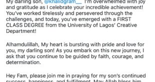 Actress, Fathia Williams, celebrates as her son, Khalid, graduates with first class from UNILAG