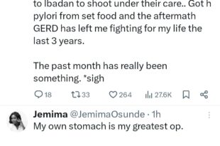 Actress Jemimah Osunde shares health struggles for the past 3 years after eating contaminated food on set