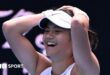 Emma Raducanu celebrates beating Amanda Anisimova at the Australian Open