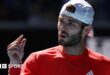 Jacob Fearnley reacts during his Australian Open defeat