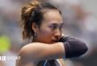 Qinwen Zheng reacts to a point during the Australian Open