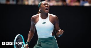 Coco Gauff celebrates