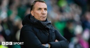 Celtic manager Brendan Rodgers during a William Hill Premiership match between Celtic and St Mirren at Celtic Park