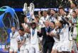 Real Madrid celebrate with the 2023-24 Champions League trophy