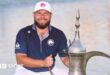 Tyrrell Hatton with the winners trophy