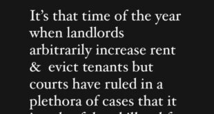 It is unlawful and illegal for a landlord to unilaterally increase rent without first consulting or renegotiating the price with the tenant - Speed Darlington?s lawyer, Stan Alieke, says