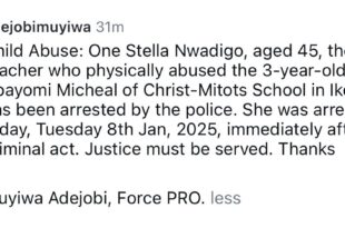 Justice must be served - Police PRO, Olumuyiwa Adejobi says as he confirms arrest of Lagos teacher filmed assaulting pupil