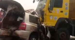 Lagos motorist burnt to de@th in Lekki-Epe expressway accident involving truck