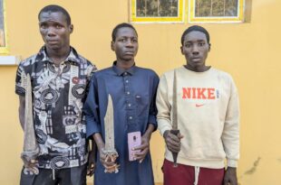 Police arrest three suspected armed robbers, recover sharp knives in Kano