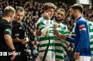 Arne Engels was hit by a coin late in the Old Firm game