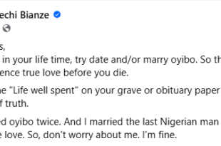 Try and date or marry oyibo men so that you can experience true love before you d!e - Nigerian woman advises women