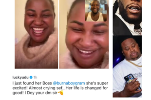 Update: Cubana Chief Priest?s alleged babymama beams with joy as she gets a call from social media content creator who Burna Boy asked to contact her