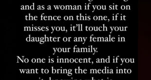 "You should be ash@med of yourself for bringing this here. If you think she's alone, you'll have to f!ght all of us - Toke Makinwa drags 2face on his page following his divorce post