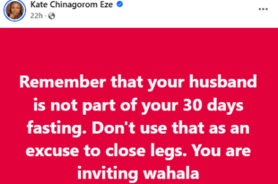 Your husband is not part of your 30 days fasting. Don