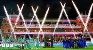 Oval Invincbles men and London Spirit women celebrate winning The Hundred at Lord's in 2024